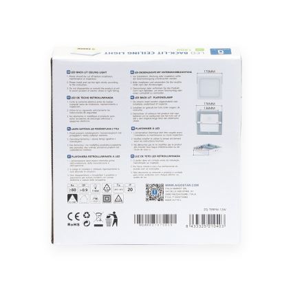 Aigostar - LED Плафониера LED/12W/230V 17,3x17,3 см 4000K бял