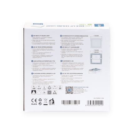 Aigostar - LED Плафониера LED/12W/230V 17,3x17,3 см 6500K бял