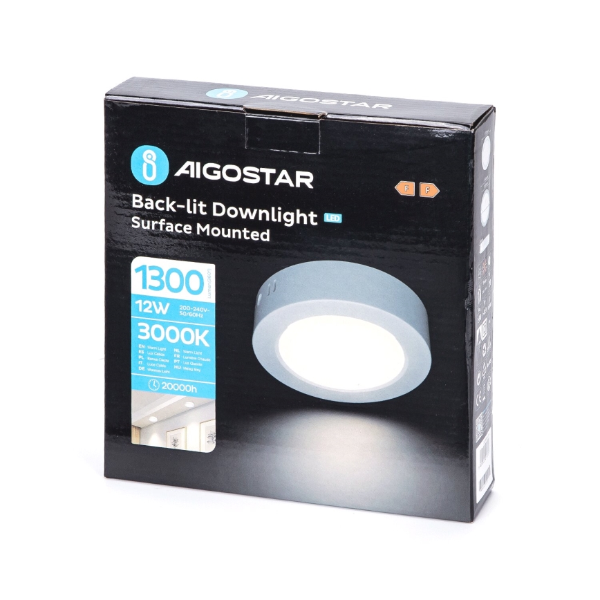 Aigostar - LED Плафониера LED/12W/230V Ø 17,4 см 3000K бял