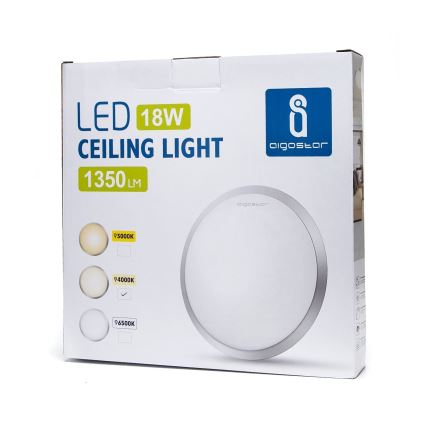 Aigostar - LED Плафониера LED/18W/230V 4000K матов хром