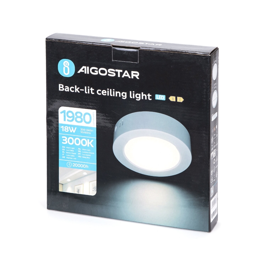 Aigostar - LED Плафониера LED/18W/230V Ø 22,6 см 3000K бял
