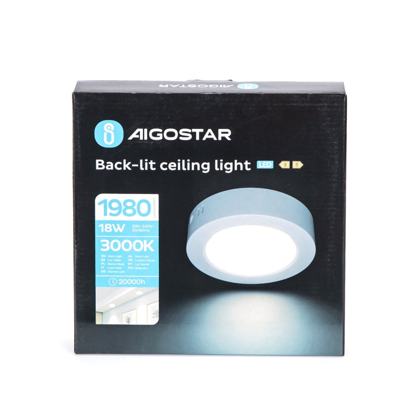 Aigostar - LED Плафониера LED/18W/230V Ø 22,6 см 3000K бял