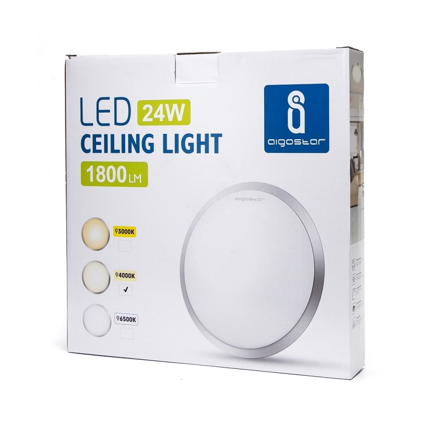 Aigostar - LED Плафониера LED/24W/230V 4000K матов хром