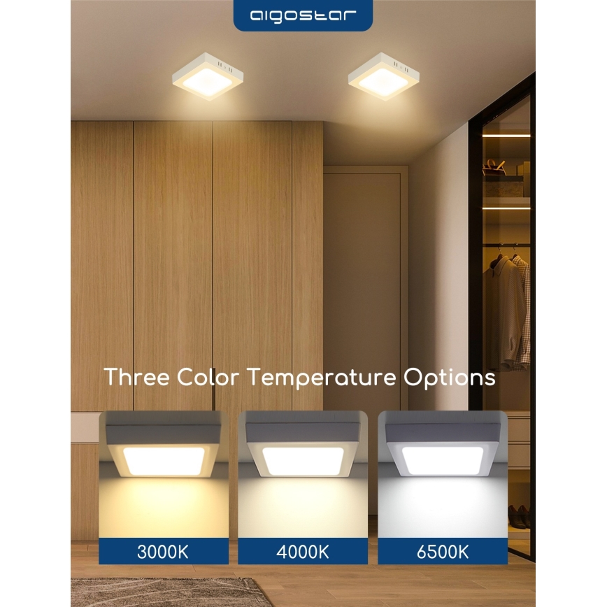Aigostar - LED повърхностно монтирано таванно осветително тяло LED/18W/230V 3000K 22,6x22,6 cm бяло