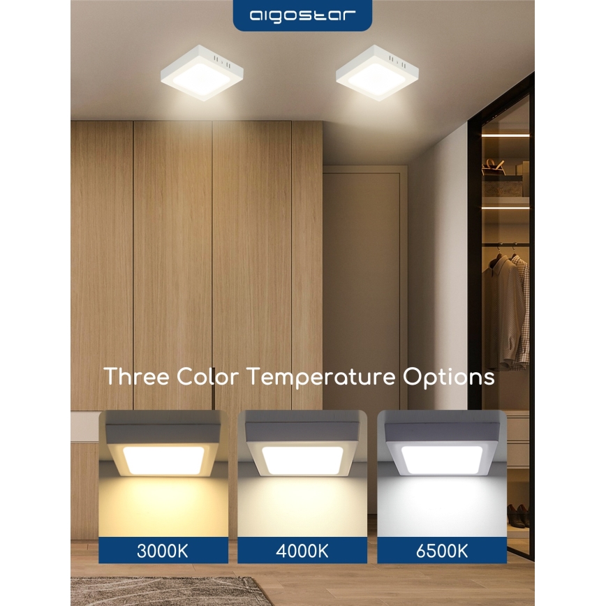 Aigostar - LED повърхностно монтирано таванно осветително тяло LED/18W/230V 4000K 22,6x22,6 cm бяло