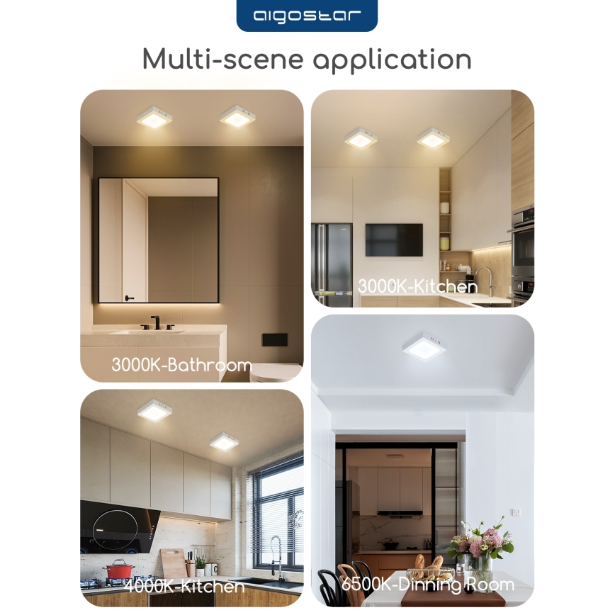 Aigostar - LED повърхностно монтирано таванно осветително тяло LED/18W/230V 4000K 22,6x22,6 cm бяло