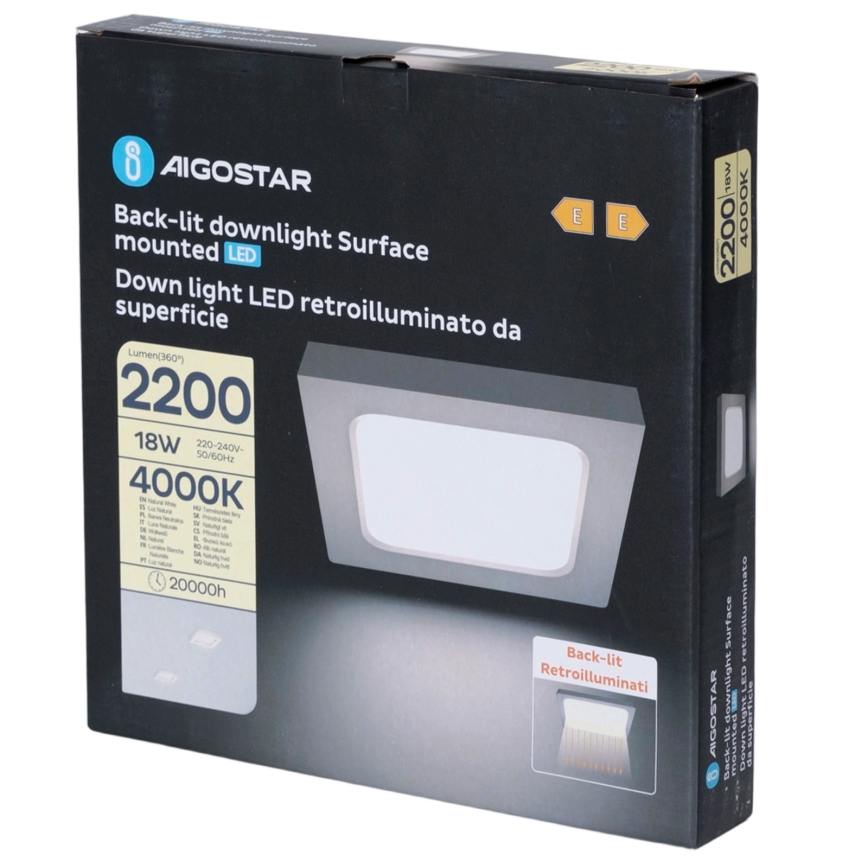 Aigostar - LED повърхностно монтирано таванно осветително тяло LED/18W/230V 4000K 22,6x22,6 cm бяло