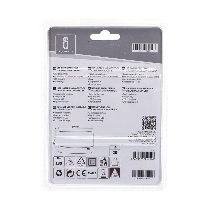Aigostar - LED Преносима нощна лампа LED/1W/5V 3000K + USB