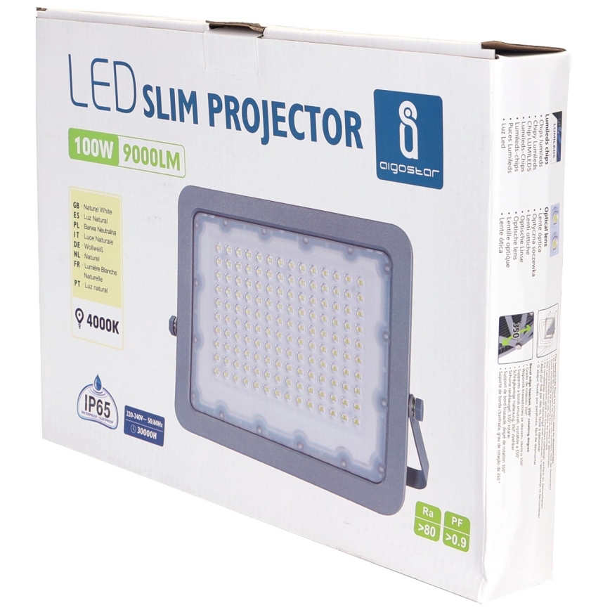Aigostar - LED Прожектор LED/100W/230V сив 4000K IP65