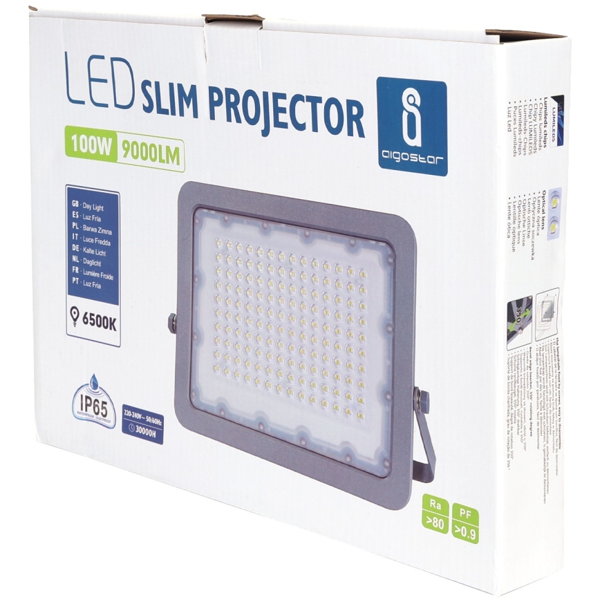 Aigostar - LED Прожектор LED/100W/230V сив 6500K IP65