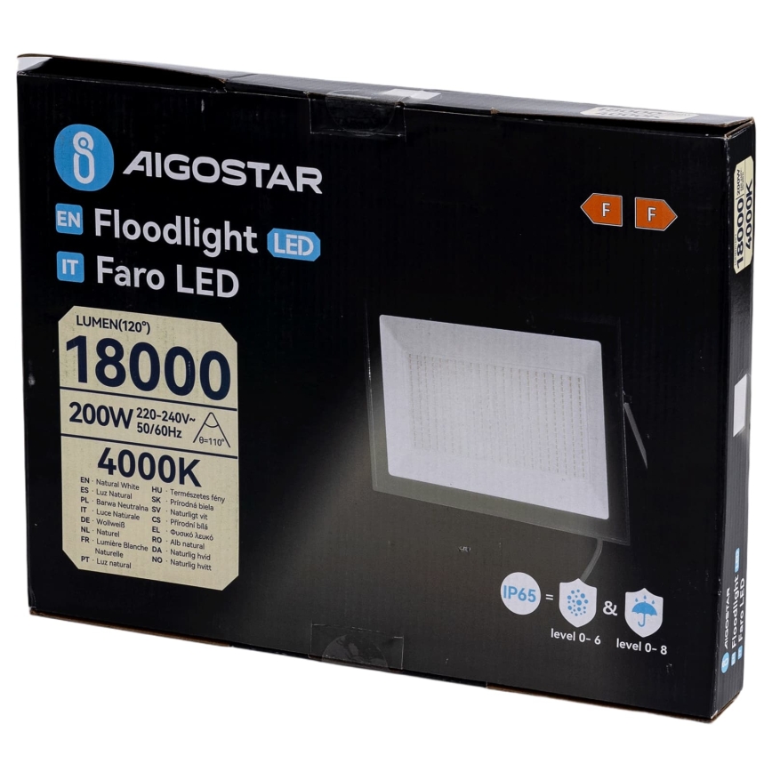 Aigostar - LED прожектор LED/200W/230V 4000K IP65 черен
