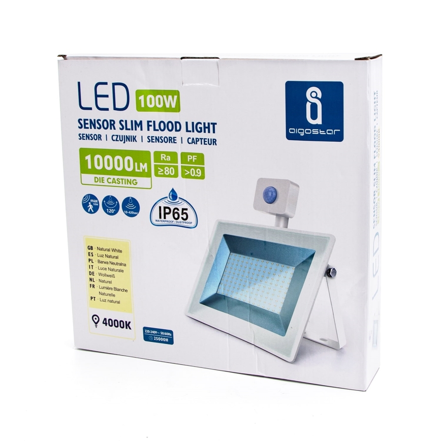 Aigostar - LED Прожектор със сензор LED/100W/230V 4000K IP65 бял
