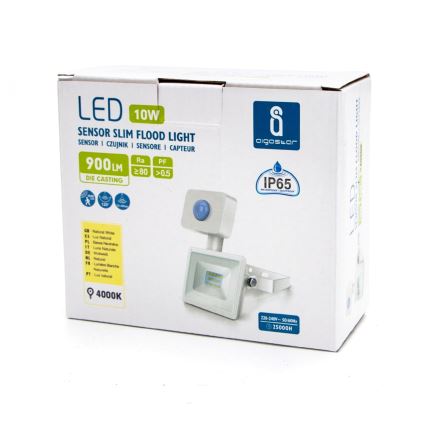 Aigostar - LED Прожектор със сензор LED/10W/230V 4000K IP65 бял