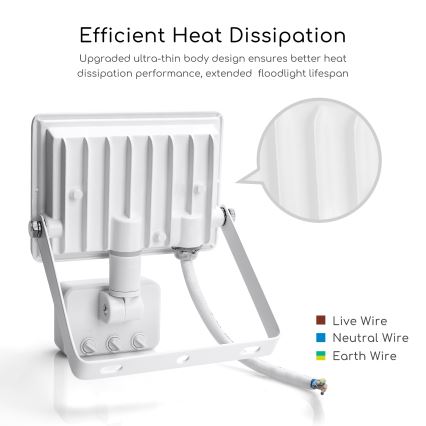 Aigostar - LED Прожектор със сензор LED/20W/230V 4000K IP65 бял