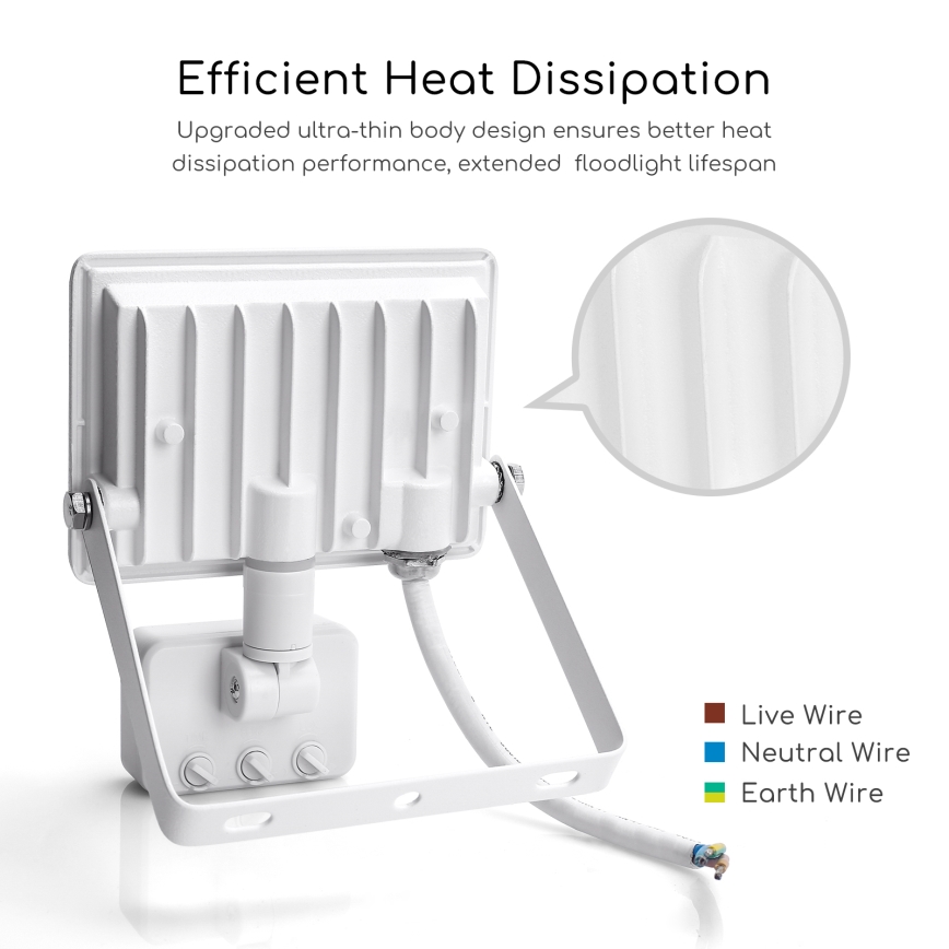 Aigostar - LED Прожектор със сензор LED/20W/230V 4000K IP65 бял