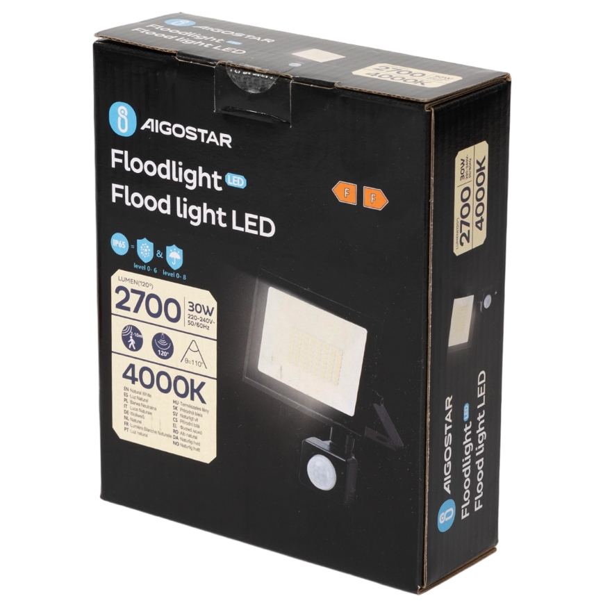 Aigostar - LED прожектор със сензор LED/30W/230V 4000K IP65