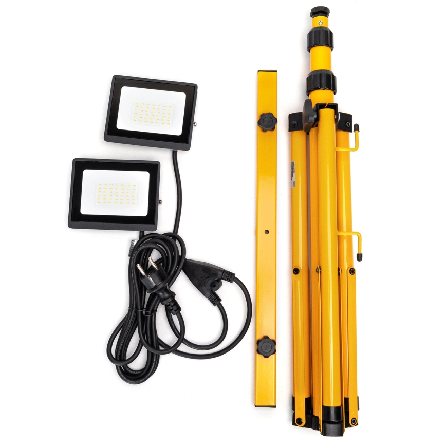 Aigostar - LED прожектор със стойка 2xLED/30W/230V 6500K IP65 оранжев/черен
