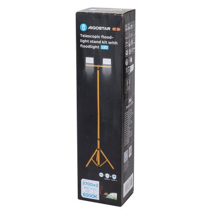 Aigostar - LED прожектор със стойка 2xLED/30W/230V 6500K IP65 оранжев/черен
