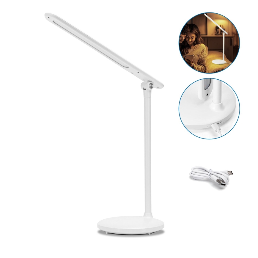 Aigostar - LED регулируема зареждаща се настолна лампа с докосване LED/3W/5V 1200mAh 3000/4000/6500K