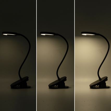 Aigostar - LED регулируема настолна лампа с клипс, презареждаема LED/3W/5V 1800mAh, черна