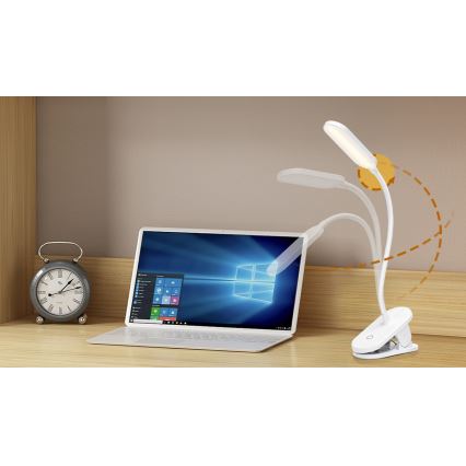 Aigostar - LED регулируема настолна лампа с клипс, презареждаема LED/2,5W/5V 1200mAh бяла