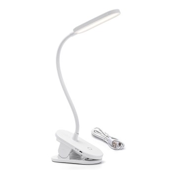 Aigostar - LED регулируема настолна лампа с клипс, презареждаема LED/2,5W/5V 1200mAh бяла
