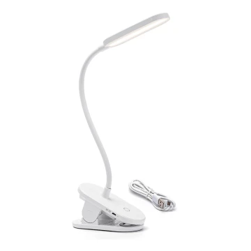 Aigostar - LED регулируема настолна лампа с клипс, презареждаема LED/2,5W/5V 1200mAh бяла