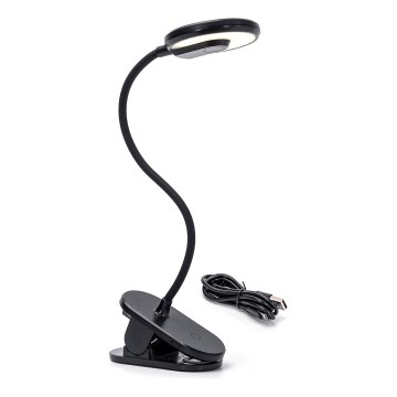 Aigostar - LED регулируема настолна лампа с клипс, презареждаема LED/3W/5V 1800mAh, черна