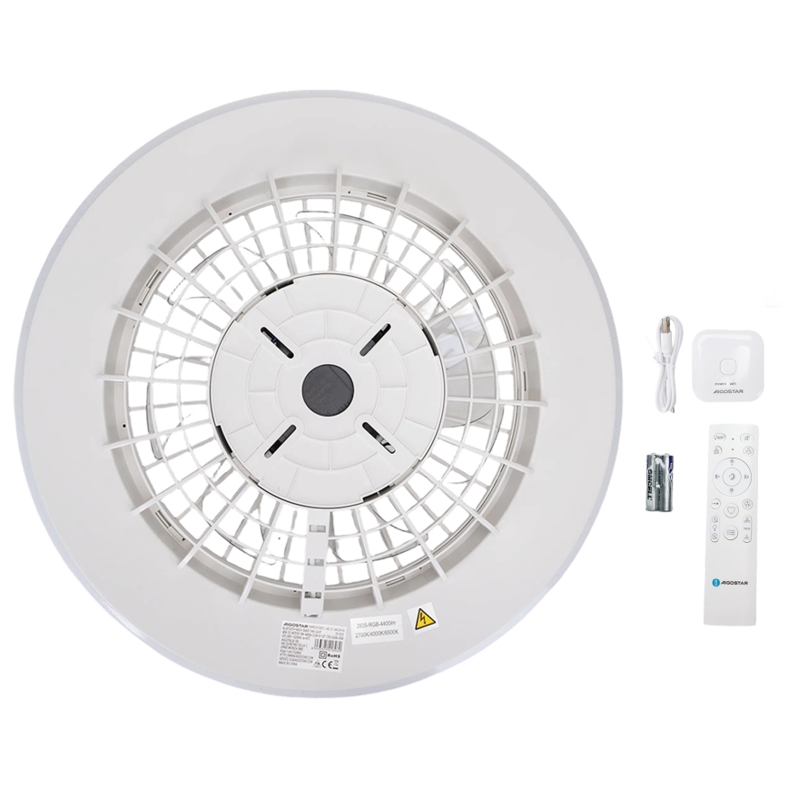 Aigostar - LED RGB Димируем плафон с вентилатор MESH LED/40W/230V 2700-6500K бял + дистанционно управление