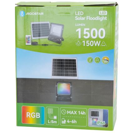 Aigostar - LED RGB Димируем соларен прожектор LED/150W/3,2V IP66 + дистанционно управление