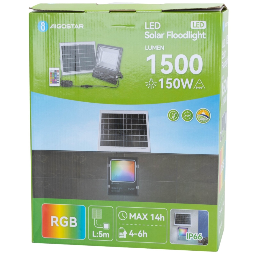 Aigostar - LED RGB Димируем соларен прожектор LED/150W/3,2V IP66 + дистанционно управление