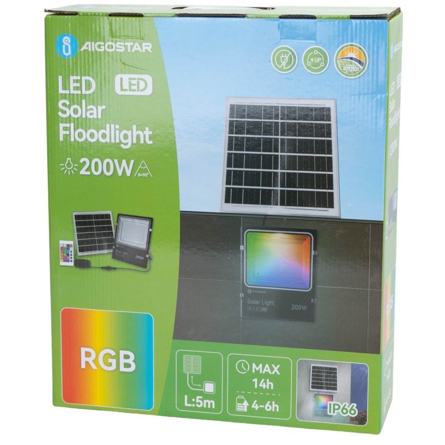 Aigostar - LED RGB Димируем соларен прожектор LED/200W/3,2V IP66 16000 mAh + дистанционно управление