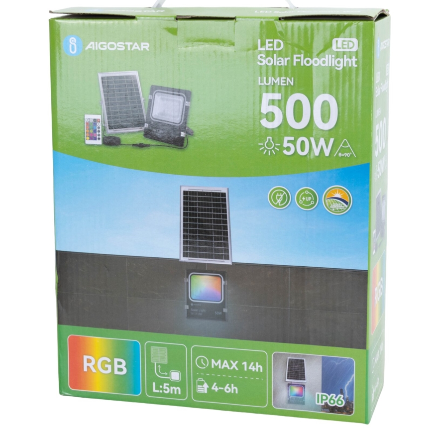 Aigostar - LED RGB Димируем соларен прожектор LED/50W/3,2V IP66 4000 mAh + дистанционно управление