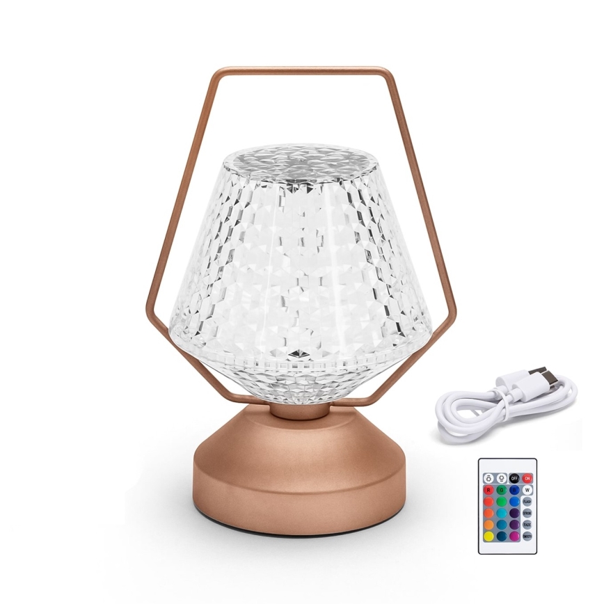 Aigostar - LED RGB Димируема акумулаторна настолна лампа LED/1W/5V 1800mAh 20 см + дистанционно управление
