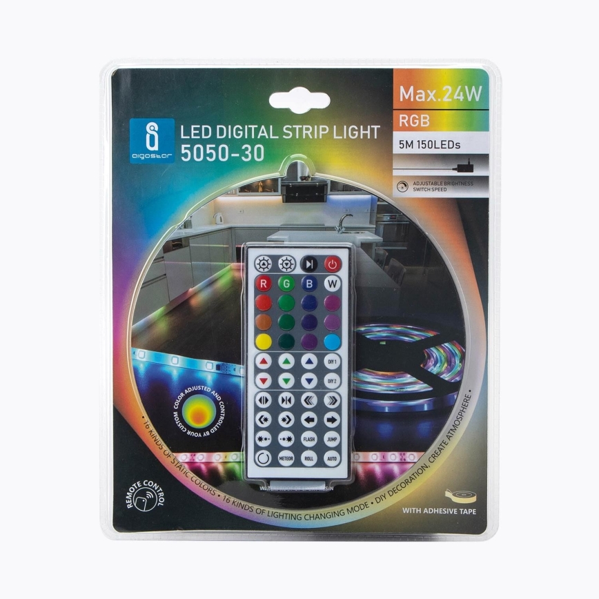 Aigostar - LED RGB Димируема екстериорна лента 5м LED/24W/12/230V IP65 + дистанционно
