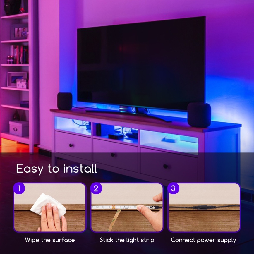 Aigostar - LED RGB Димируема лента 3м LED/24W/12/230V IP65 + дистанционно
