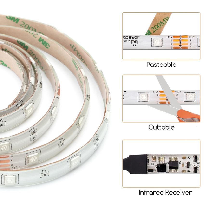 Aigostar - LED RGB димируема лента 5 m LED/24W/12/230V IP65 + дистанционно управление