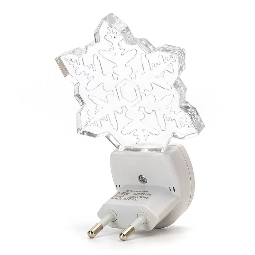 Aigostar - LED RGB Нощна лампа със сензор за здрач LED/0,5W/230V снежинка