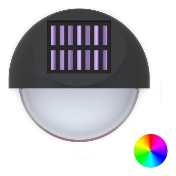 Aigostar - LED RGB Соларен аплик LED/1W/1,2V черен IP44