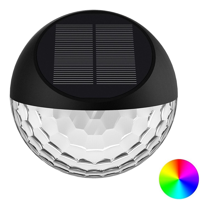 Aigostar - LED RGB Соларен аплик LED/2W/1,2V 300 mAh черен IP44