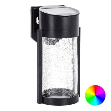 Aigostar - LED RGB Соларен аплик LED/2W/1,2V черен IP44