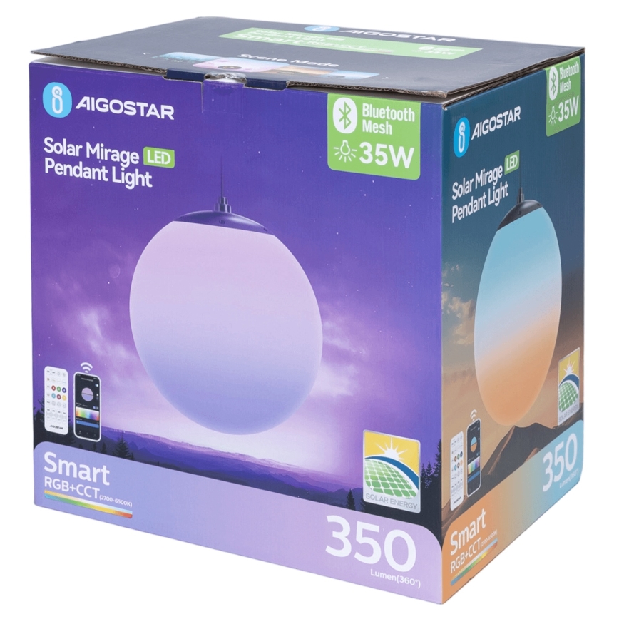 Aigostar - LED RGB Димируем соларен полилей MESH LED/5W/3,7V 8000 mAh 2700K-6500K IP65 Ø 30 см