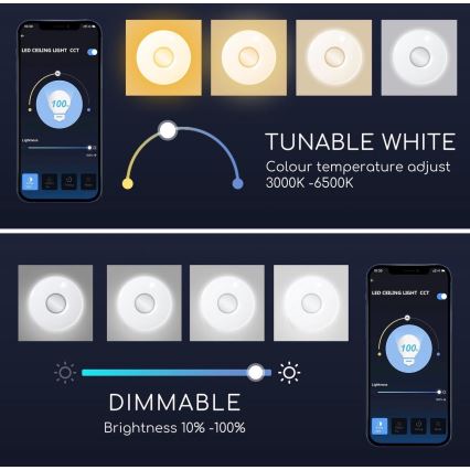 Aigostar - LED RGBW регулируемо таванно осветително тяло 18W/230V, Ø 34 см, Wi-Fi