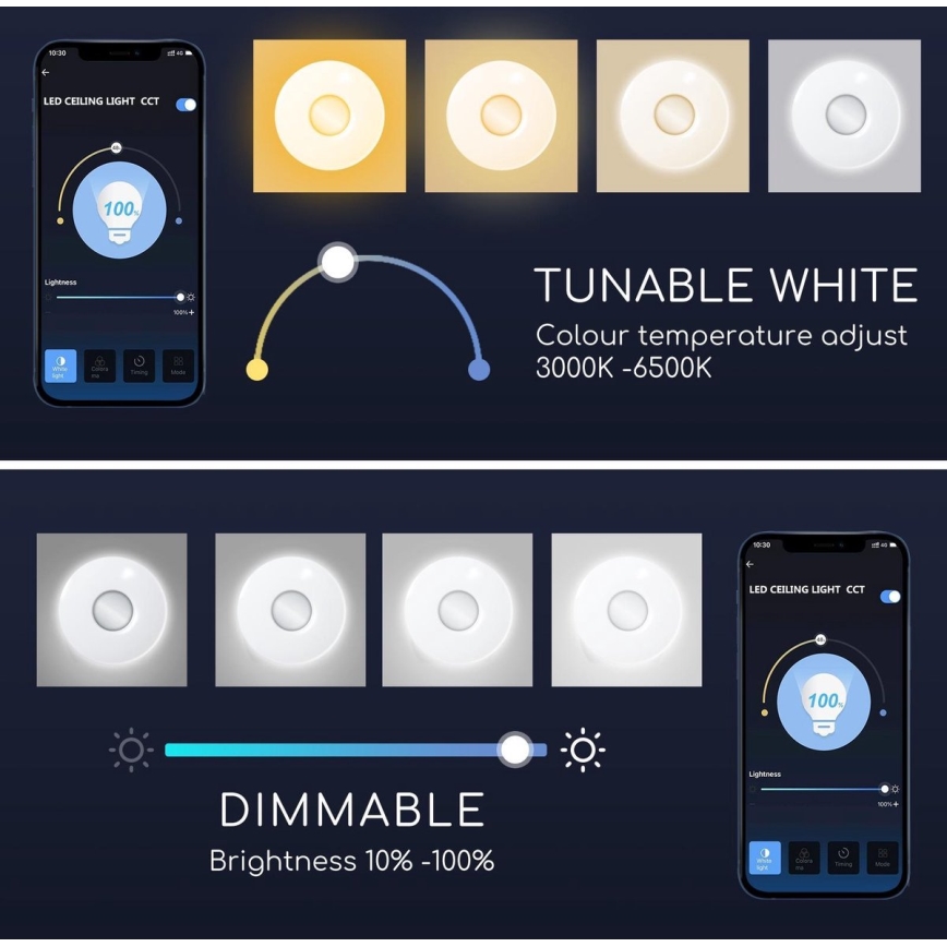 Aigostar - LED RGBW регулируемо таванно осветително тяло 18W/230V, Ø 34 см, Wi-Fi