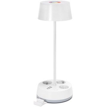 Aigostar - LED RGBW Димираща настолна лампа с контакт и USB LED/4,6W/230V 3000/4000/6500K бяла