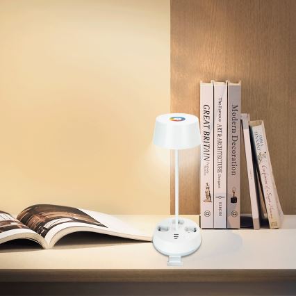 Aigostar - LED RGBW Димираща настолна лампа с контакт и USB LED/4,6W/230V 3000/4000/6500K бяла