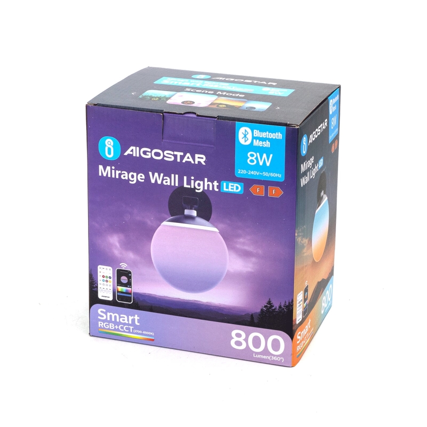 Aigostar - LED RGBW Димируем аплик MESH Smart LED/8W/230V + дистанционно управление