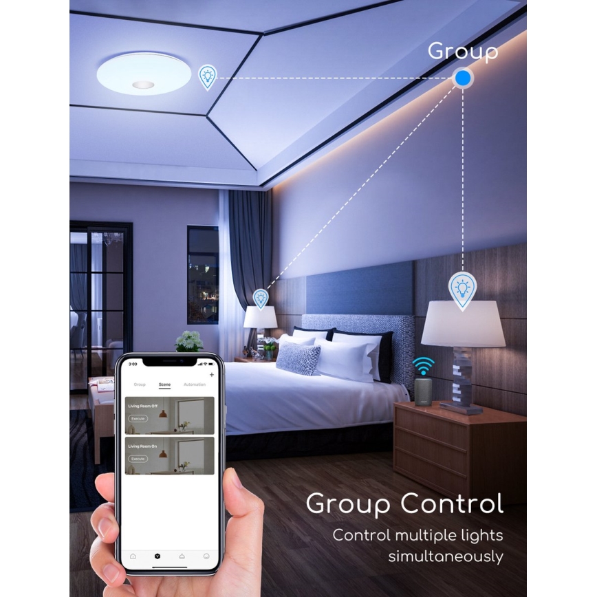 Aigostar - LED RGBW Димируем плафон 18W/230V Ø 34 см Wi-Fi