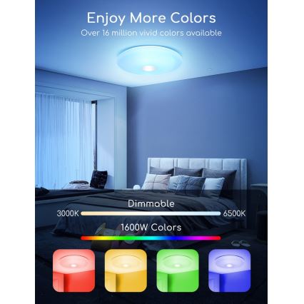 Aigostar - LED RGBW Димируем плафон 18W/230V Ø 34 см Wi-Fi