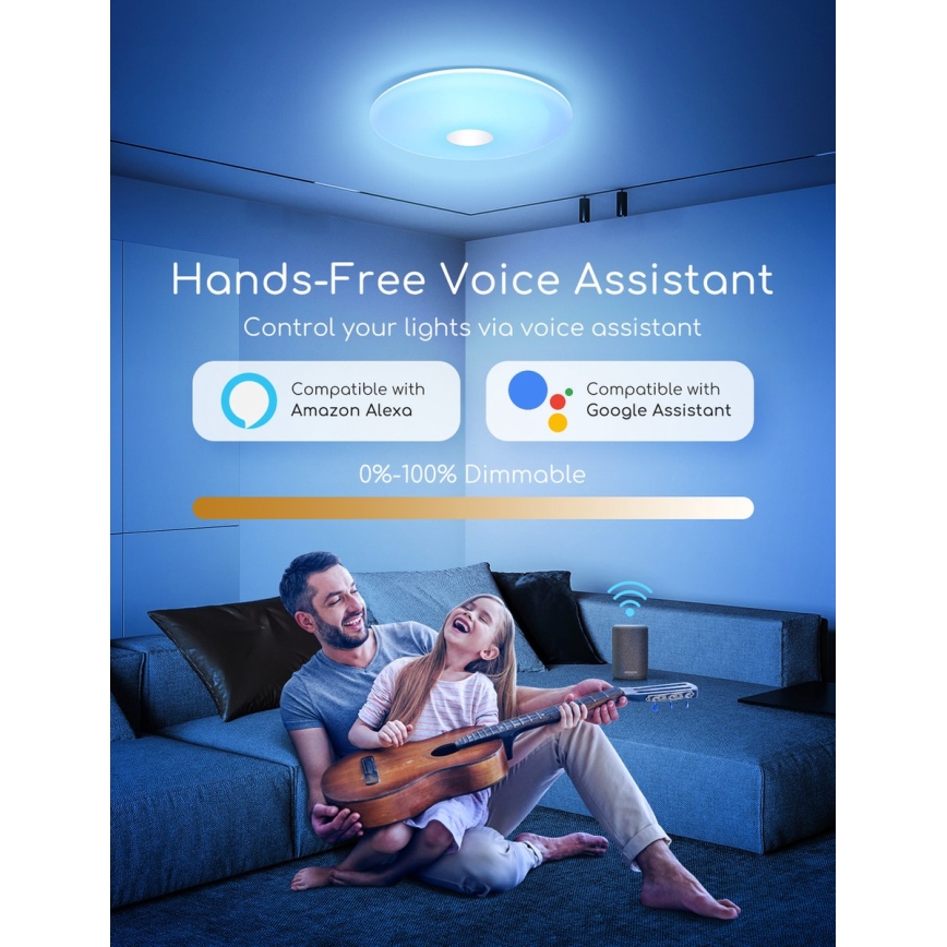Aigostar - LED RGBW Димируем плафон 18W/230V Ø 34 см Wi-Fi
